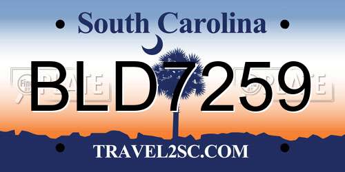 BLD7259 South Carolina License Plate