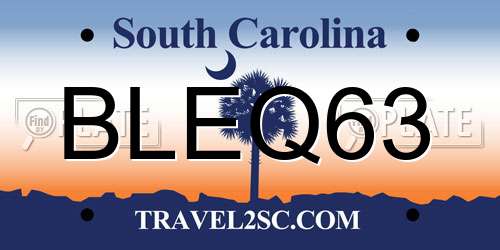 BLEQ63 South Carolina License Plate