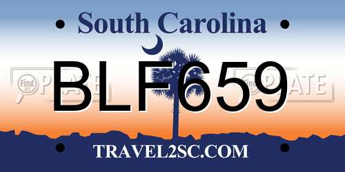 BLF659 South Carolina License Plate