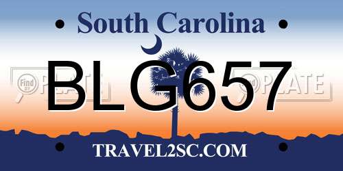 BLG657 South Carolina License Plate
