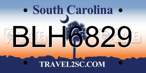 BLH6829 South Carolina License Plate