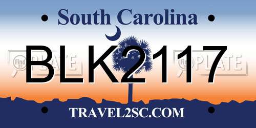 BLK2117 South Carolina License Plate