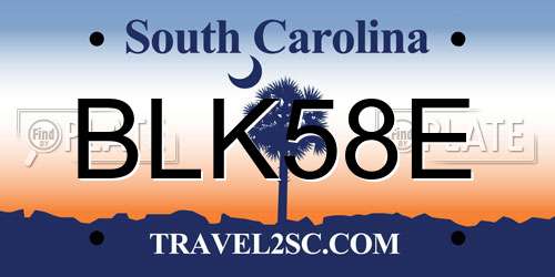 BLK58E South Carolina License Plate
