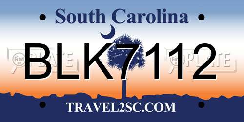 BLK7112 South Carolina License Plate
