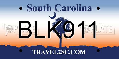 BLK911 South Carolina License Plate