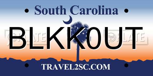 BLKK0UT South Carolina License Plate
