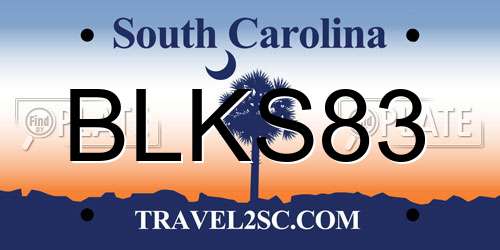 BLKS83 South Carolina License Plate