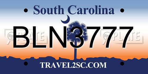 BLN3777 South Carolina License Plate
