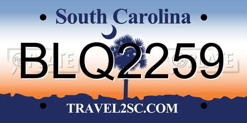 BLQ2259 South Carolina License Plate