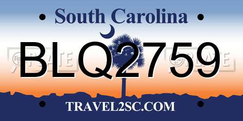 BLQ2759 South Carolina License Plate