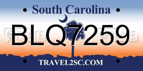 BLQ7259 South Carolina License Plate