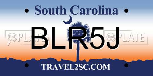 BLR5J South Carolina License Plate