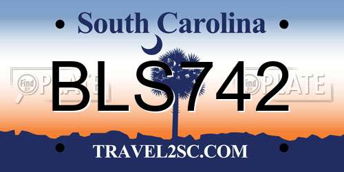 BLS742 South Carolina License Plate