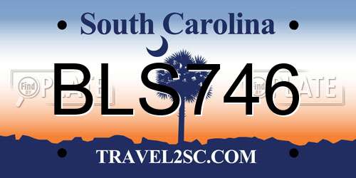 BLS746 South Carolina License Plate