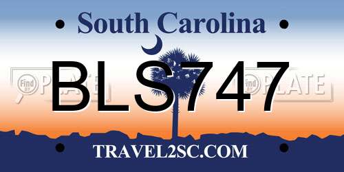 BLS747 South Carolina License Plate