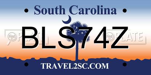 BLS74Z South Carolina License Plate