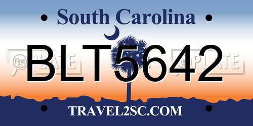 BLT5642 South Carolina License Plate