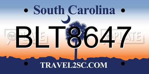BLT8647 South Carolina License Plate