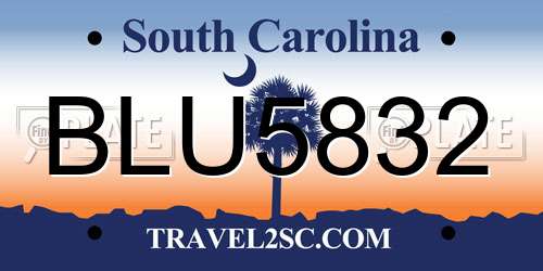 BLU5832 South Carolina License Plate
