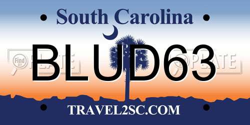 BLUD63 South Carolina License Plate