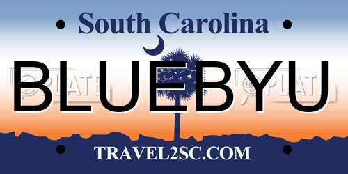 BLUEBYU South Carolina License Plate