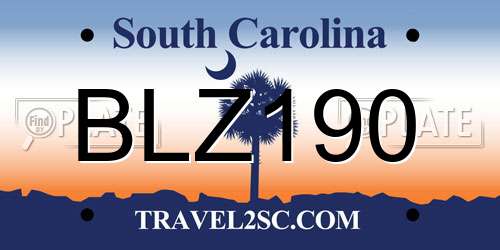 BLZ190 South Carolina License Plate