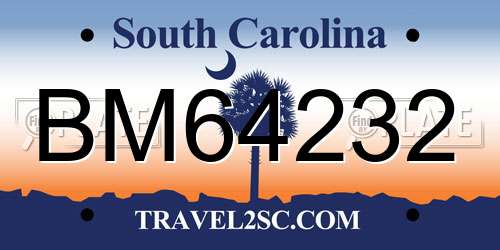 BM64232 South Carolina License Plate