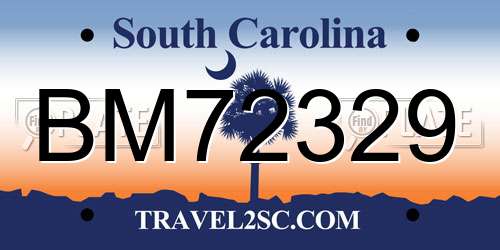 BM72329 South Carolina License Plate