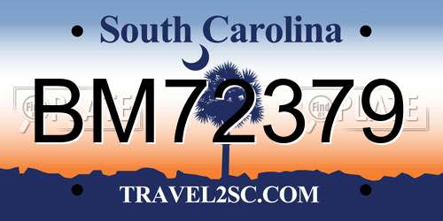 BM72379 South Carolina License Plate