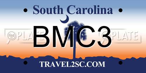 BMC3 South Carolina License Plate