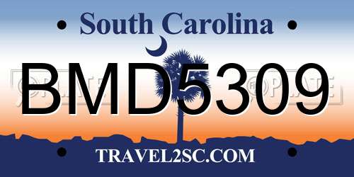BMD5309 South Carolina License Plate