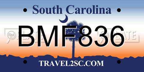 BMF836 South Carolina License Plate