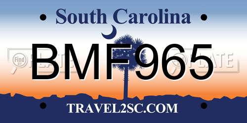 BMF965 South Carolina License Plate