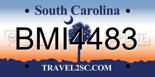 BMI4483 South Carolina License Plate