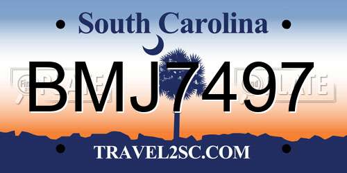 BMJ7497 South Carolina License Plate