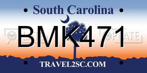 BMK471 South Carolina License Plate