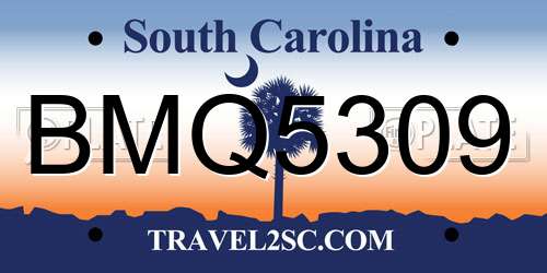BMQ5309 South Carolina License Plate
