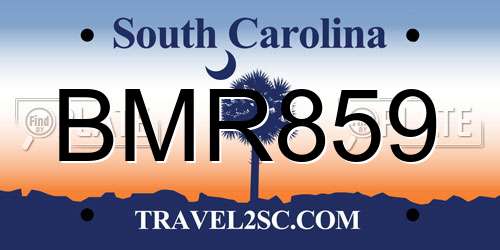 BMR859 South Carolina License Plate