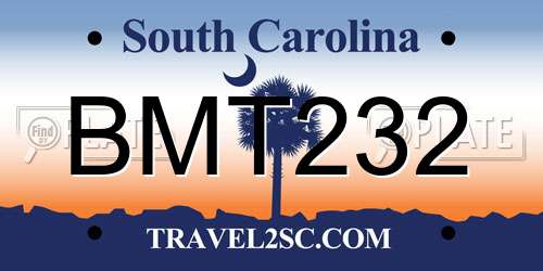 BMT232 South Carolina License Plate