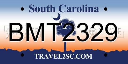 BMT2329 South Carolina License Plate