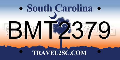 BMT2379 South Carolina License Plate