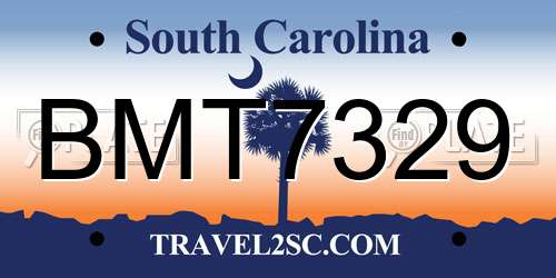 BMT7329 South Carolina License Plate
