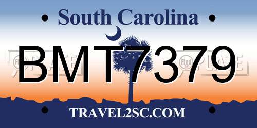 BMT7379 South Carolina License Plate