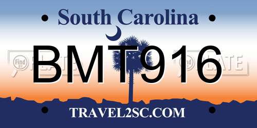 BMT916 South Carolina License Plate