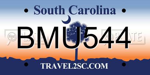 BMU544 South Carolina License Plate