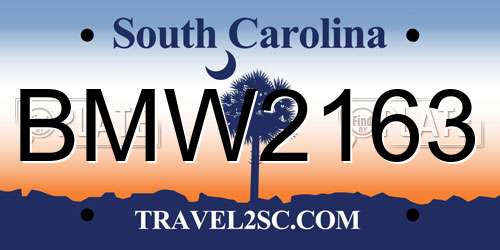 BMW2163 South Carolina License Plate