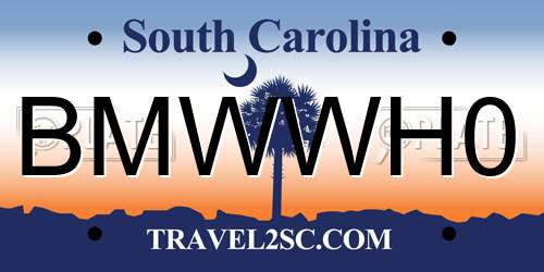 BMWWH0 South Carolina License Plate
