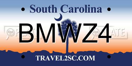 BMWZ4 South Carolina License Plate