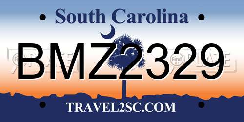 BMZ2329 South Carolina License Plate