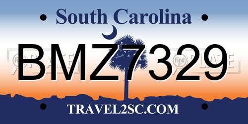 BMZ7329 South Carolina License Plate
